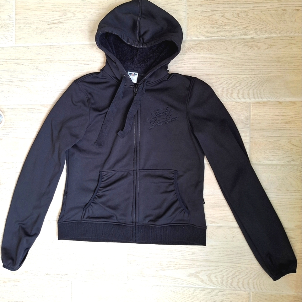 Harley Davidson women's black hooded sweatshirt/jacket liner - size large